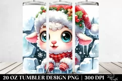 Cute Baby Lamb Dressed for Christmas, Transparent 20 Oz Product Image 2