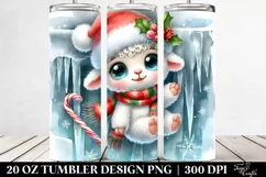 Cute Baby Lamb Dressed for Christmas, Transparent 20 Oz Product Image 2