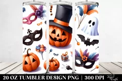 Halloween Masquerade Watercolor Clipart 20 Oz Tumbler Product Image 2