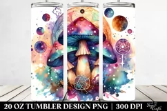 Vibrant Magical Celestial Mushroom Clipart, 20 Oz Tumbler Product Image 2