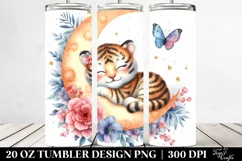 Colorful Baby Tiger Sleeping on the Moon | 20 Oz Tumbler Product Image 2