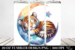 Colorful Baby Tiger Sleeping on the Moon | 20 Oz Tumbler Product Image 2