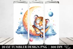Colorful Baby Tiger Sleeping on the Moon | 20 Oz Tumbler Product Image 2