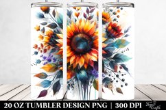 Watercolor Abstract Vibrant Sunflower Bouquet | 20 Oz Product Image 2
