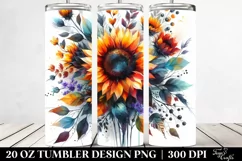 Watercolor Abstract Vibrant Sunflower Bouquet | 20 Oz Product Image 2