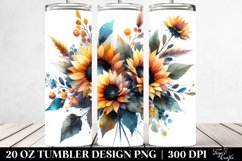 Watercolor Abstract Vibrant Sunflower Bouquet | 20 Oz Product Image 2