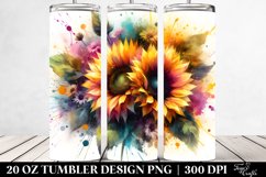 Watercolor Abstract Vibrant Sunflower Bouquet | 20 Oz Product Image 2