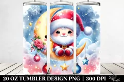 Cute Santa on Winter Moon | 20 oz Tumbler Product Image 2