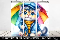 Cute Cat Expressive Watercolor 20 Oz Tumbler Product Image 2