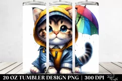 Cute Cat Expressive Watercolor 20 Oz Tumbler Product Image 2