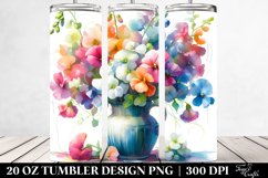 20 Oz Tumbler Sublimation | Colorful Sweet Pea Vase | Product Image 2