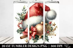 Whimsical Glittery Santa Hat, Transparent 20 Oz Tumbler Product Image 2