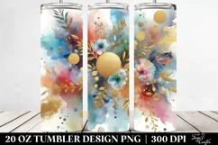 Colorful Watercolor Background Golden Foil | 20 Oz Tumbler Product Image 2
