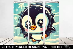 Retro Baby Penguin with Big Eyes, Transparent 20 Oz Tumbler Product Image 2