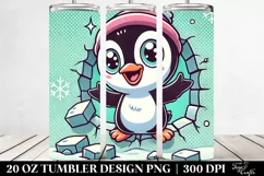 Retro Baby Penguin with Big Eyes, Transparent 20 Oz Tumbler Product Image 2