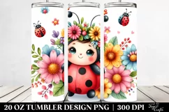 Small Watercolor Cute Baby Ladybug | 20 Oz Tumbler Product Image 2