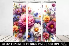 Washed Watercolor Vibrant Flowers 20 oz Tumbler Product Image 2