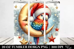 Cute Baby Macaw on Moon with Snowflakes | 20 oz Tumbler Product Image 2