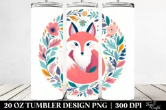 Colorful Pastel Fox Floral | 20 Oz Tumbler Product Image 2