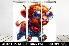 Expressive Highland Cow Watercolor Splash 20 Oz Tumbler Product Image 2