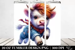 Expressive Highland Cow Watercolor Splash 20 Oz Tumbler Product Image 2