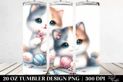 Cute Watercolor Cat Design, Transparent 20 Oz Tumbler Product Image 2