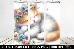 Cute Watercolor Cat Design, Transparent 20 Oz Tumbler Product Image 2