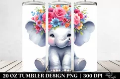 Cartoon Elephant Flower Crown Tumbler Product Image 2