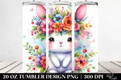 Cartoon Bunny Flower Crown Tumbler Product Image 2