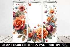 Colorful Orange Roses Floral Frame | 20 Oz Tumbler Product Image 2