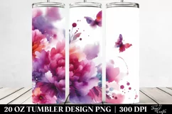 Colorful Magenta Watercolor Background | 20 Oz Tumbler Product Image 2