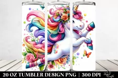 jumping Unicorn Drawing | 20 oz Tumbler Product Image 2