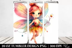 Simple Watercolor Vibrant Drawing Fairy | 20 oz Tumbler Product Image 2
