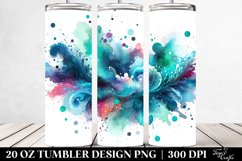 Colorful Cyan Watercolor Splash | 20 Oz Tumbler Product Image 2