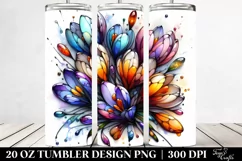 20 Oz Tumbler Sublimation | Colorful Crocus | Watercolor Product Image 2