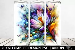 20 Oz Tumbler Sublimation | Colorful Crocus | Watercolor Product Image 2