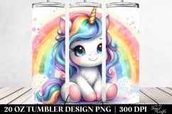 Watercolor Pastel of a Cute Baby Unicorn | 20 Oz Tumbler Product Image 2