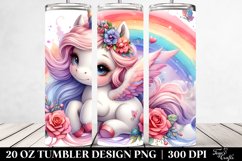 Watercolor Pastel of a Cute Baby Unicorn | 20 Oz Tumbler Product Image 2