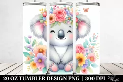 Colorful Koala, Flower Crown | 20 oz Tumbler Product Image 2