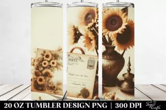 Vintage Postcard Style Sunflowers | 20 oz Tumbler Product Image 2