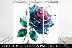 20 Oz Tumbler Sublimation | Colorful Rose | Watercolor Product Image 2