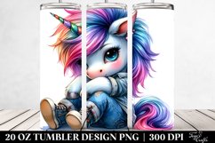 Cute Unicorn Sitting Watercolor 20 Oz Tumbler Product Image 2