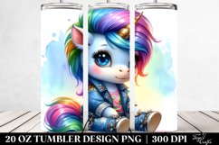 Cute Unicorn Sitting Watercolor 20 Oz Tumbler Product Image 2