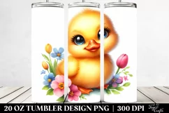 Vibrant Colorful Watercolor Smiling Duckling | 20 Oz Tumbler Product Image 2