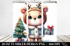 Winter Bear with Reindeer Horns, High-Res 20 Oz Tumbler Product Image 2