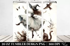 Vintage Dancing Witch Cat Flower Crown | 20 oz Tumbler Product Image 2