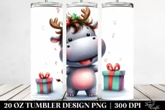 Cute Baby Hippo with Christmas Lights 20 Oz Tumbler Product Image 2