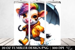 Baby Cow Running with Raincoat | 20 oz Tumbler Product Image 2