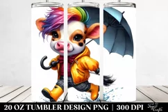Baby Cow Running with Raincoat | 20 oz Tumbler Product Image 2