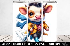 Baby Cow Running with Raincoat | 20 oz Tumbler Product Image 2